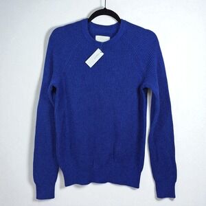 American Eagle Outfitters Sweater‎ Womens Small Blue 100% Cotton Ribbed Knit NWT